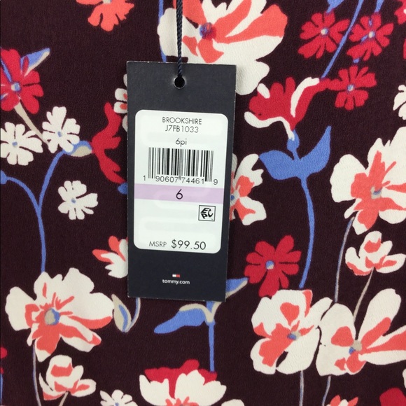 #32 Tommy HILFIGER BROOKSHIRE RED FLORAL Flare  DRESS - Picture 10 of 11